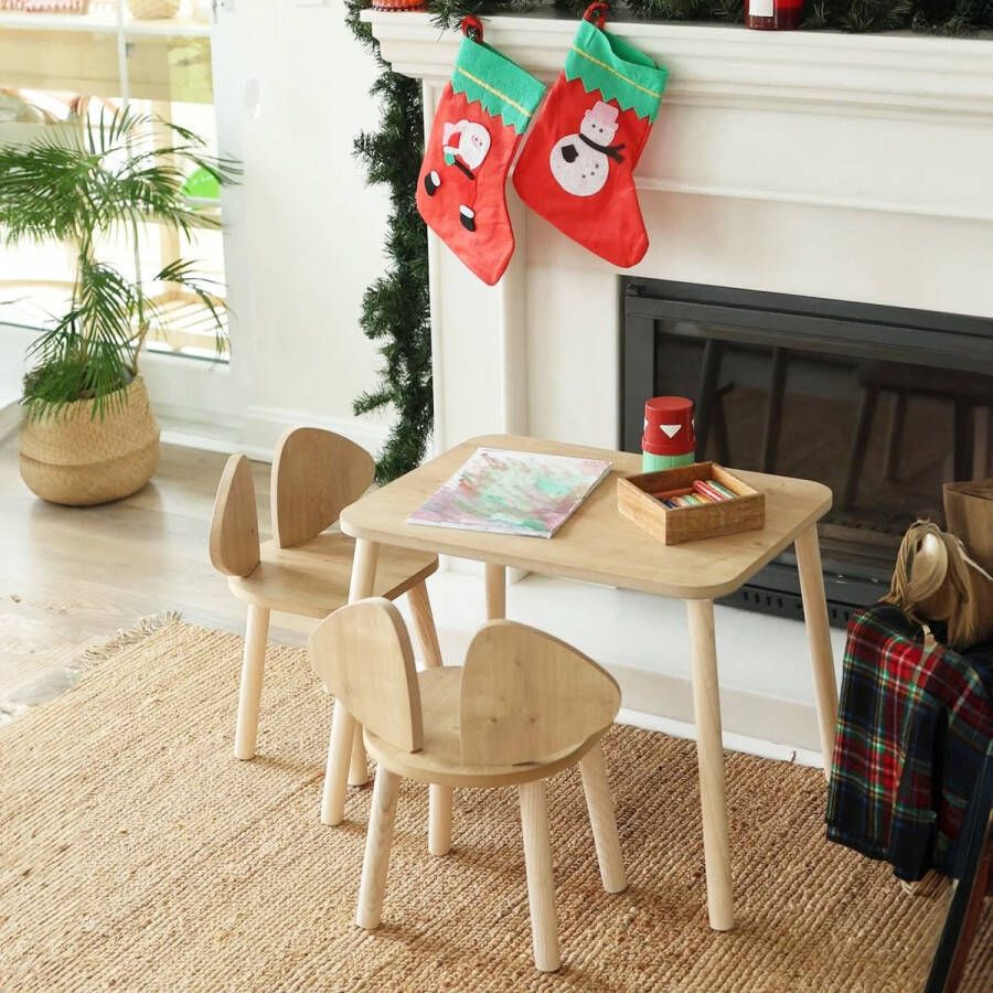 Cozy Collections Eethoek set kinderen Kindertafel met 2 Stoelen Peuters tafel Montessori - Foto 1