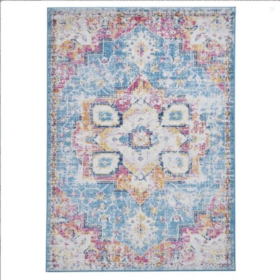 Think Rugs Vloerkleed 'Boston G0532' Fuchsia Blauw 160x220 cm