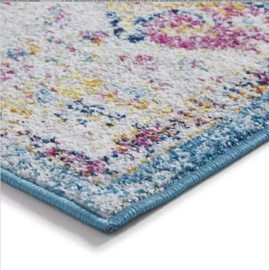 Think Rugs Vloerkleed 'Boston G0532' Fuchsia Blauw 160x220 cm