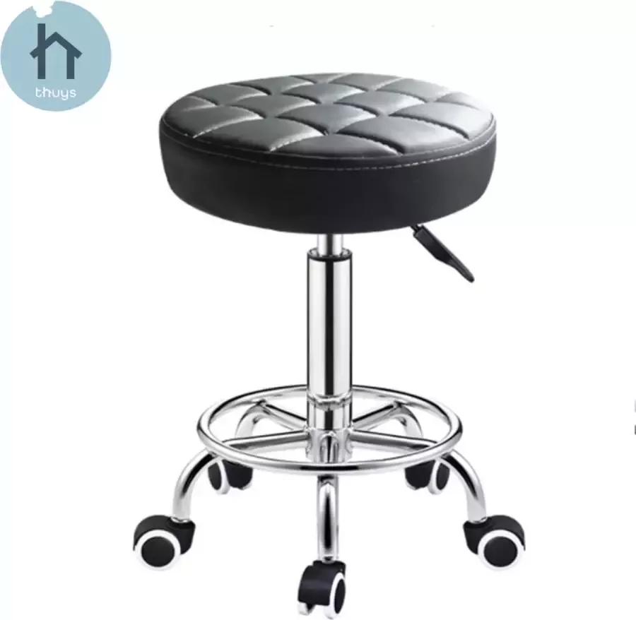 Thuys Draaikruk Draaistoel op Wielen Werkkruk Rolkruk Barkruk Tabouret In Hoogte Verstelbaar