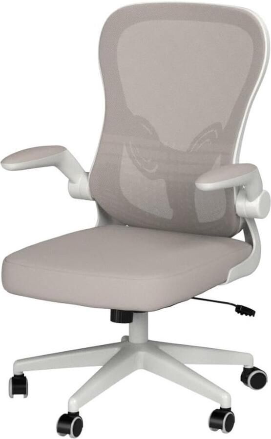 Thuys – Bureaustoel Computerbureaustoel Met Opklapbare Armsteun– En Lumbale Ondersteuning Verstelbare Hoogte – Grijs