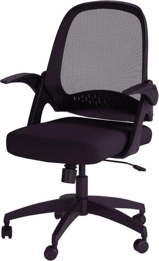 Thuys – Bureaustoel – Met Opklapbare Armsteunen – 120° Vergrendeling – Versterkte Nylonharsbasis – Zwart