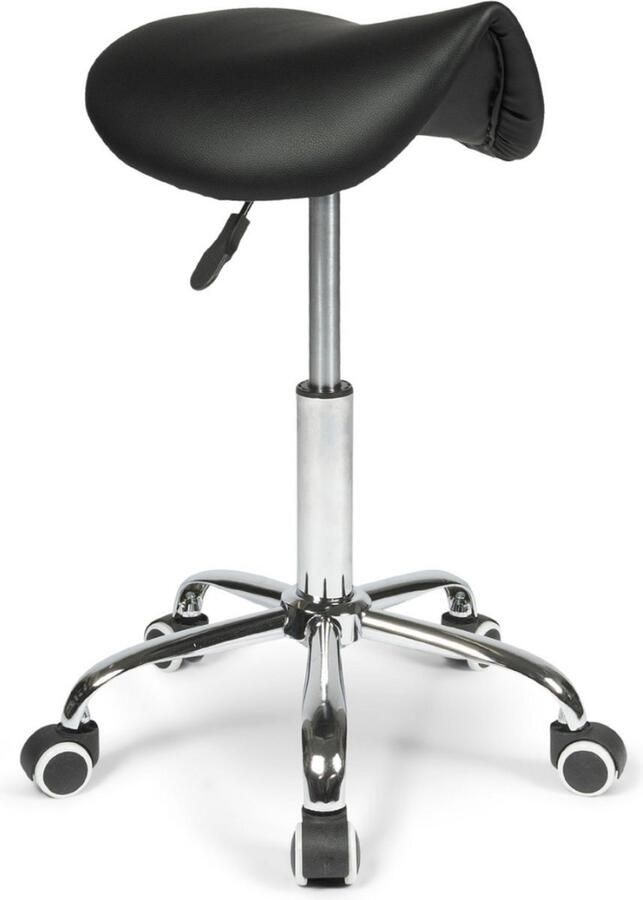 Thuys – Ergonomische Zadelkruk Op Wielen – Verstelbare Bureaukruk – Ergonomische Werkkruk – Tabouret – Zadelstoel – Tot 120kg – Zwart