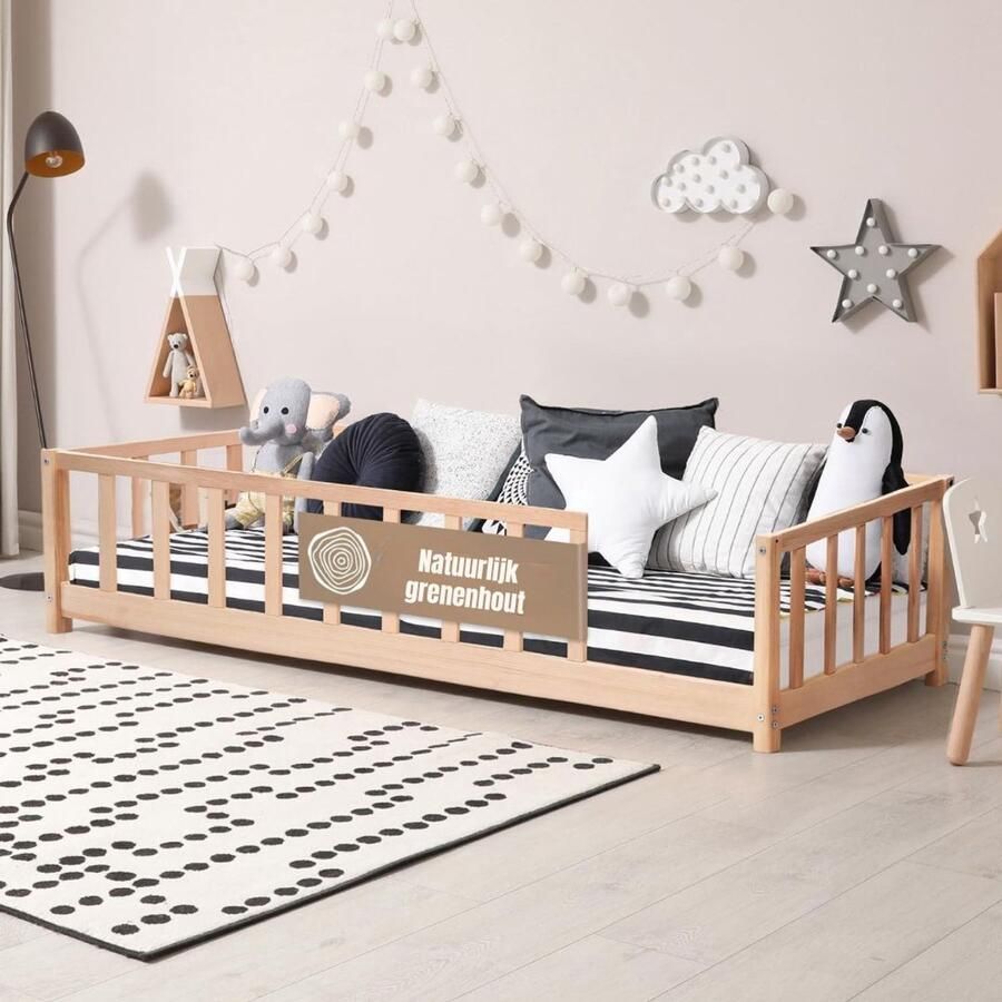 Thuys – Grondbed – Huisbed – Bed – Dennenhout – 210cm x 100cm x 45cm