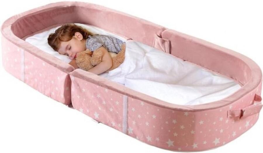 Thuys – Grondbed – Huisbed – Met Lattenboden – Opvouwbaar – 2 in 1 Design – Extra Safe – Veilige Materialen – Roze