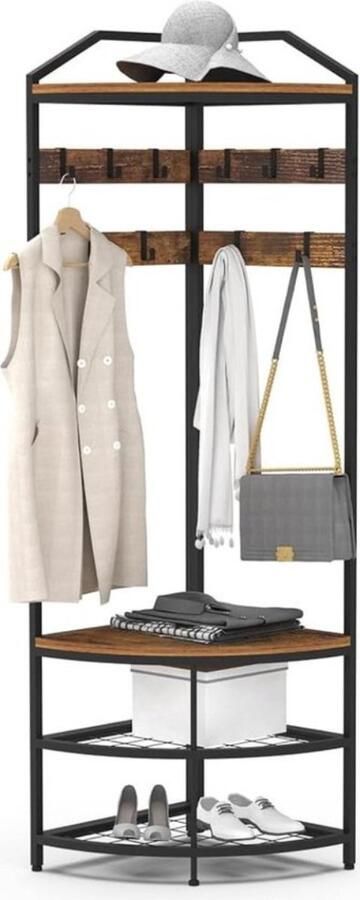 Thuys – Halmeubel – Met Kapstok – Garderobekast met Kapstok – 50x50x180 cm – Stijlvol Design – Bruin