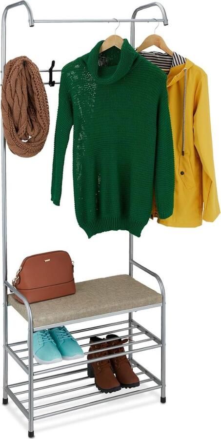 Thuys – Halmeubel Met Kapstok – Garderobekast Met Kapstok – Met 3 Niveaus – 30cm x 60cm x 173cm