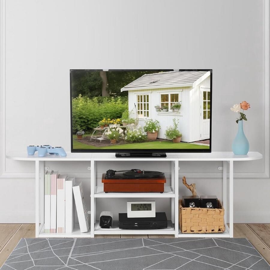 Thuys – Hangend Tv – Meubel Modern Wit Tv – Kast 120cm Open Planken – Multicompartiment Mediaconsole