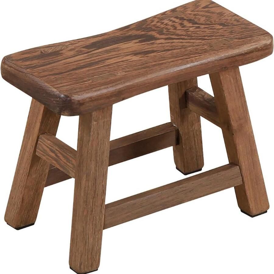 Thuys – Houten Krukje Stevig – 27 cm Voetenbankje – Massief Hout – Rustiek Design