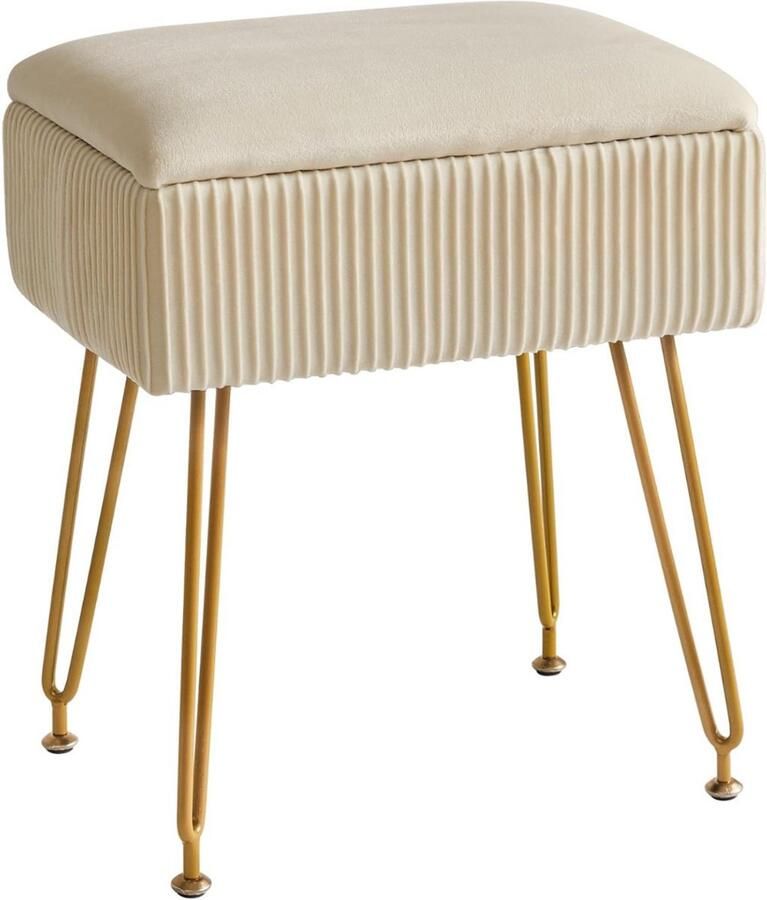 Thuys Kaptafel Stoel Make Up Kruk Kaptafel Krukje Wit 41cm x 30cm x 45cm