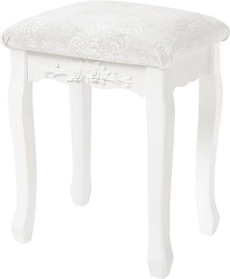 Thuys – Kaptafel Stoel – Make Up Kruk – Krukje – 37cm x 30cm x 50cm – Crème Wit