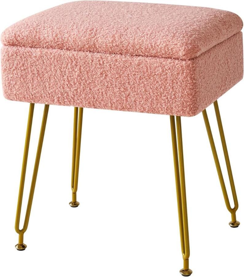 Thuys – Kaptafel Stoel – Make Up Kruk – Krukje – 40cm x 30cm x 47cm – Roze