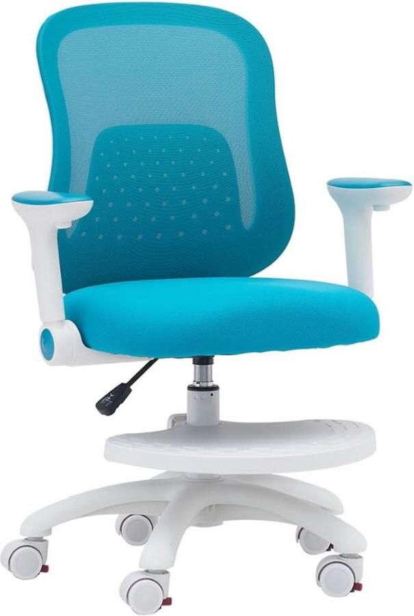 Thuys – Kinder Bureaustoel – Ergonomische Draai Stoel – Verstelbare Armleuningen – Verstelbare Lendensteun – Blauw