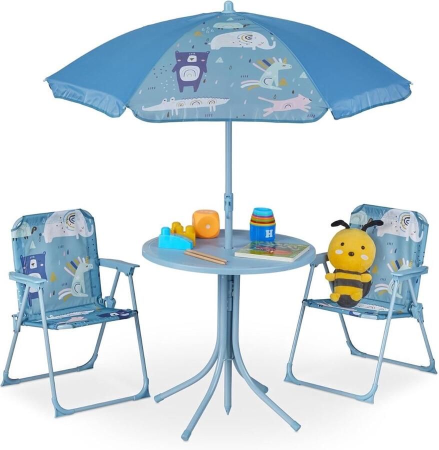 Thuys – Kindertafel En Stoeltjes – Kindertafel Met 2 – Peuter Tafel En Stoel – Inclusief Parasol