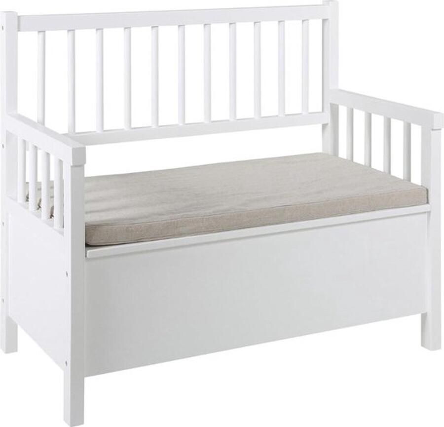 Thuys – Klepbank – Opbergbank Woonkamer – Dekenkist voor Slaapkamer – Inclusief Kussen – Stijlvol Design – Wit