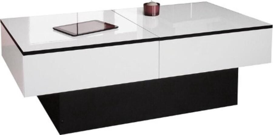 Thuys – Luxe Salontafel – Woonkamer – Bijzettafel – Koffietafel – Sidetable – Met Opbergruimte – Industrieel – Met Lade – Uitschuifbaar – Zwart Wit