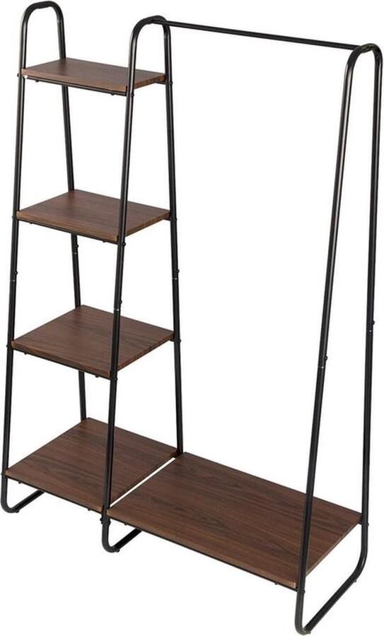 Thuys Multifunctioneel Kledingrek – Met Schoenenrek – 4 Opbergplanken – Klassiek Design – 90KG Draag Capaciteit – Hoogwaardige Materialen – Bruin