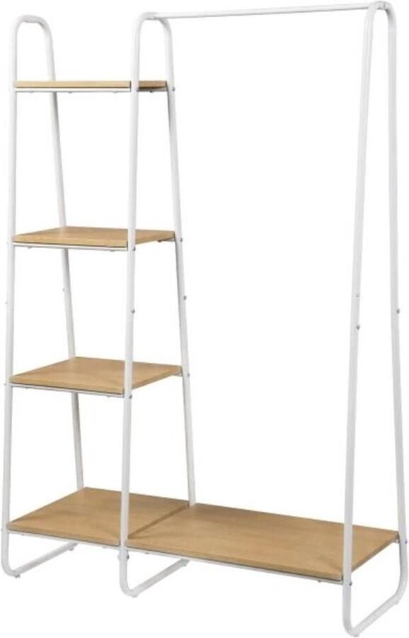 Thuys Multifunctioneel Kledingrek – Met Schoenenrek – 4 Opbergplanken – Klassiek Design – 90KG Draag Capaciteit – Hoogwaardige Materialen – Wit