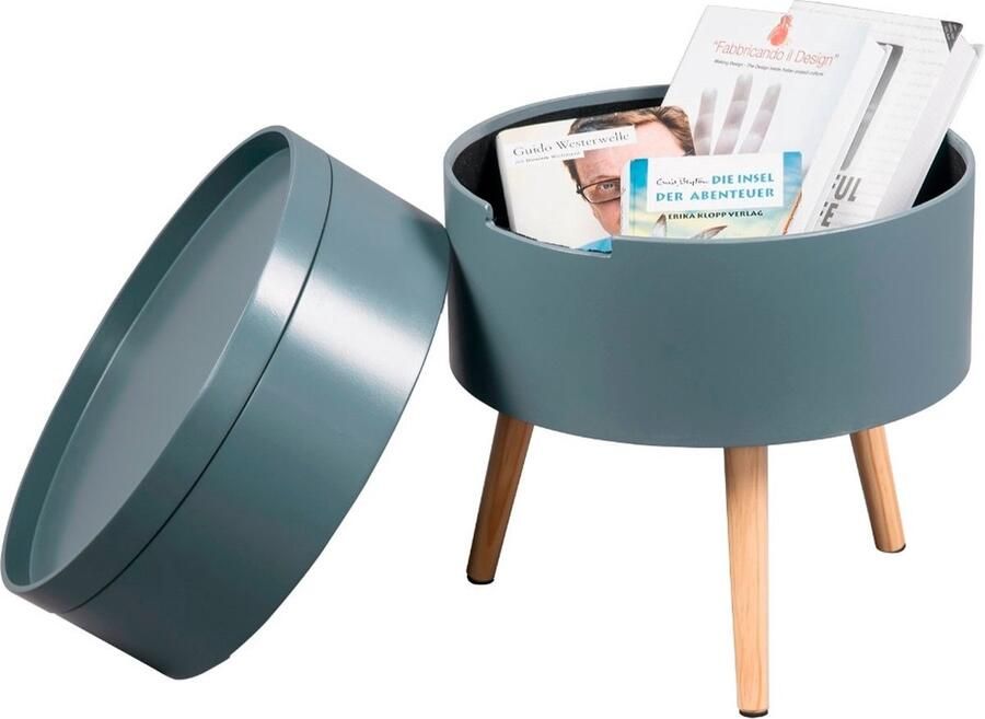 Thuys Multifunctioneel Nachtkastje – Met Lades – Tafeltje – Rond – Ruime Opslag – Hoogwaardige Materialen – 38x38x49 CM – Grijs