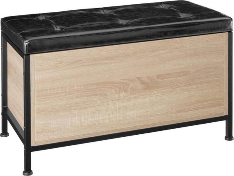 Thuys – Tuinkast – Tuinkist – Voor Binnen & Buiten – Opbergkist – Dekenkist – 80x40x50 5 cm – Met Zitmeubel – Hout Zwart