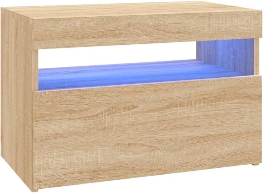 Thuys – Vitrinekast Met Led Verlichting – Opbergkast – Verzamelkast – 42cm x 24cm x 13cm Sonoma Eiken