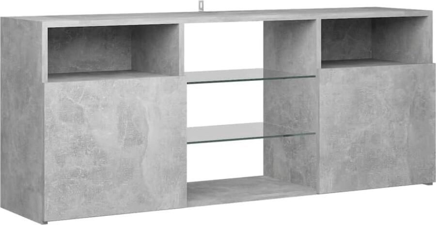 Thuys – Vitrinekast Met Led Verlichting – Opbergkast – Verzamelkast – 86 x 37 x 21cm – Betongrijs