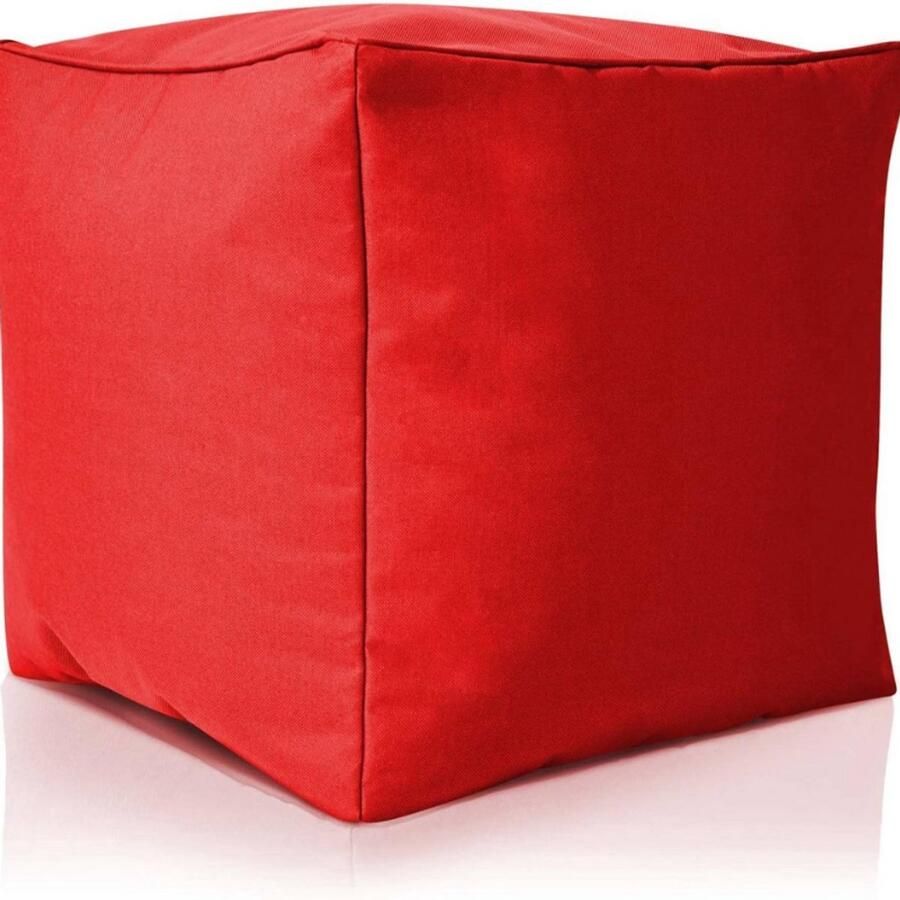 Thuys – Zitzak Kruk 40x40x40 cm – Poef met EPS Vulling – Voetenbank – Zitkussen voor Kinderen & Volwassenen – Rood