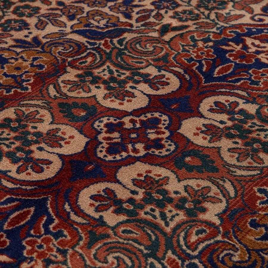 Tier Vintage Vloerkleed Rond Brissac Beige met franjes 160 Ø (M) Groen Viscose Rond 160 Ø (M)