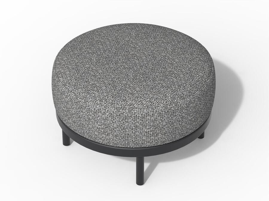 Tierra Outdoor Loungehocker Fresca Organic Ronde Pouf voor buiten Aluminium en Olefin Charcoal en Stone Grey H.41cm Ø70cm