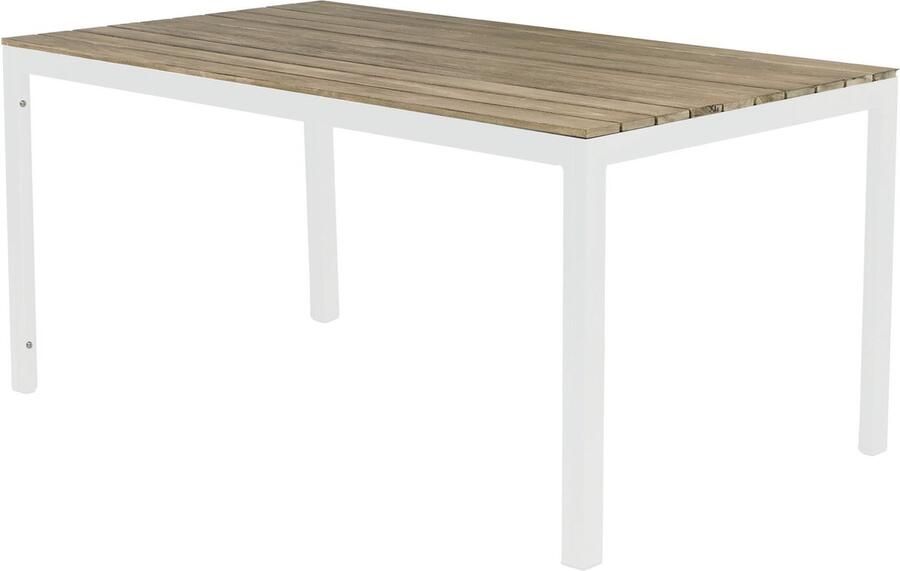 Tierra Outdoor Tuintafel Claro Wood en Aluminium Eucalyptushout Tafelblad Wit Aluminium Frame 4 persoons 160x90cm