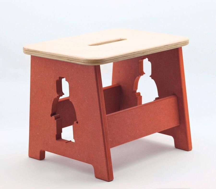 TieWood Houten kruk voor kinderen Kinderkruk Opstapje Rood Lego man