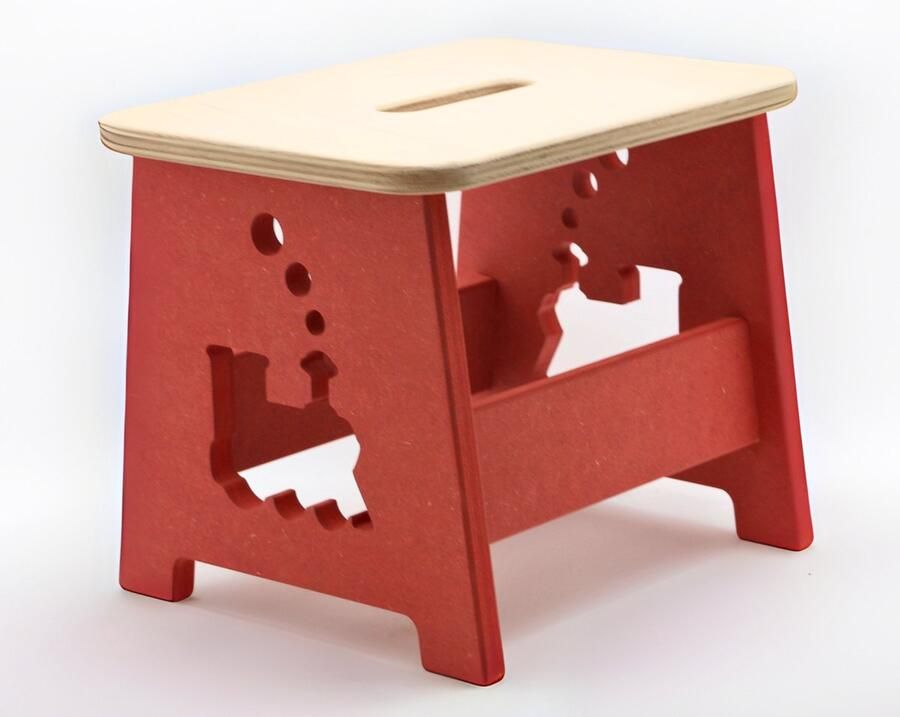 TieWood Houten kruk voor kinderen Kinderkruk Opstapje Rood Trein