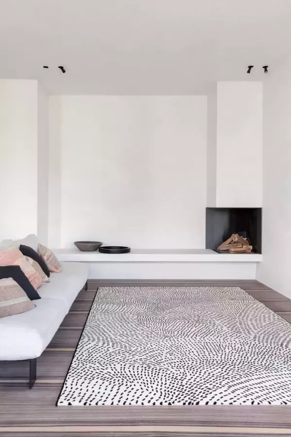 Timeless Creativity OSTA Ink – Vloerkleed Tapijt – geweven – decolan – duurzaam – modern vintage – Wit Zwart Etch 160x230