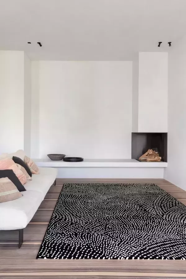 Timeless Creativity OSTA Ink – Vloerkleed Tapijt – geweven – decolan – duurzaam – modern vintage – Zwart Wit Etch 135x200