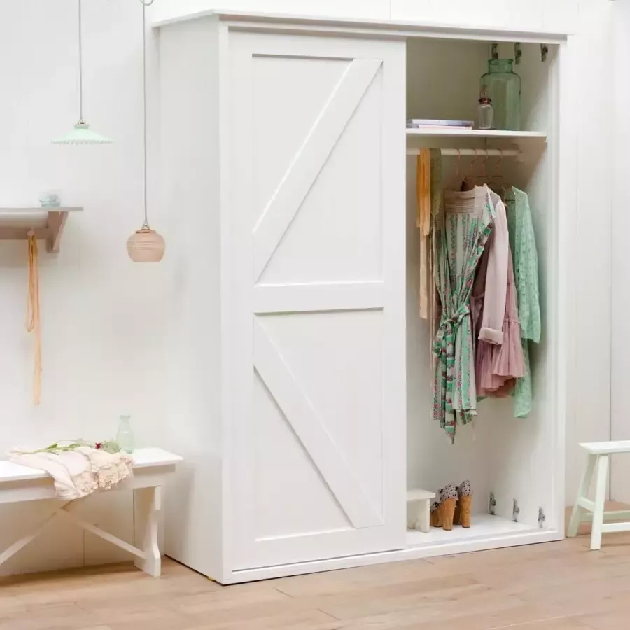 Timzowood Living Garderobe schuifdeurkast kruis wit