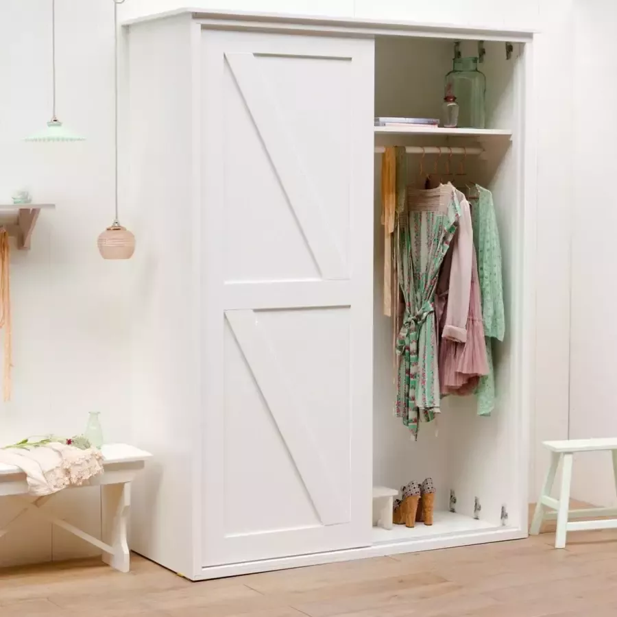 Timzowood Living Garderobe schuifdeurkast schoren wit