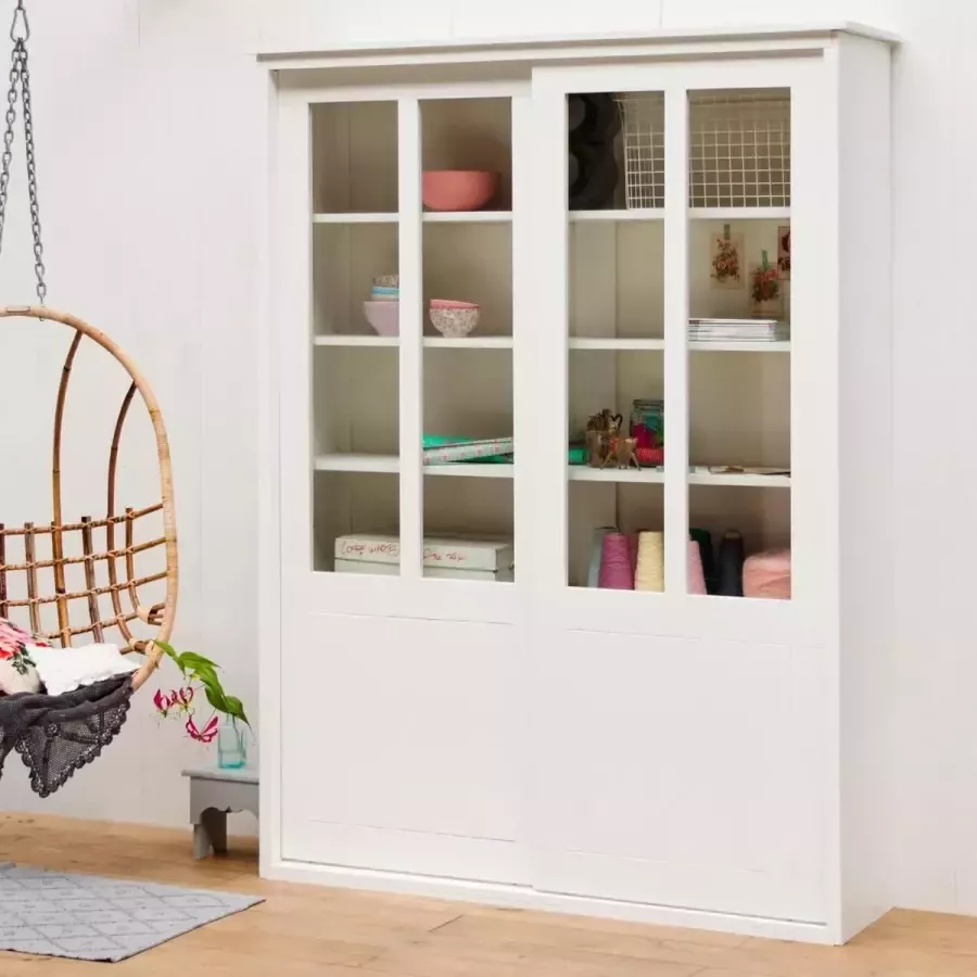 Timzowood Living Vitrine schuifdeurkast Wit