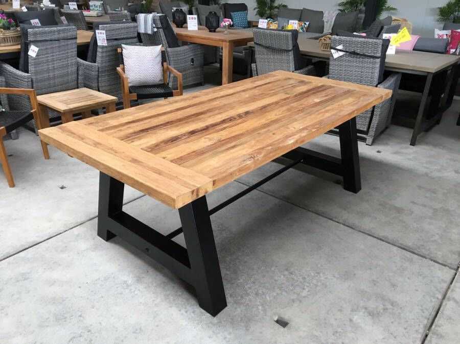 Tins homestore Oud Teak Tuintafel industrieel 220 Vintage