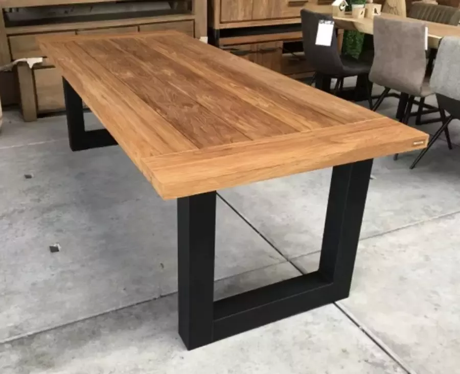 Tins homestore Teak Tuintafel Industrial U leg 240