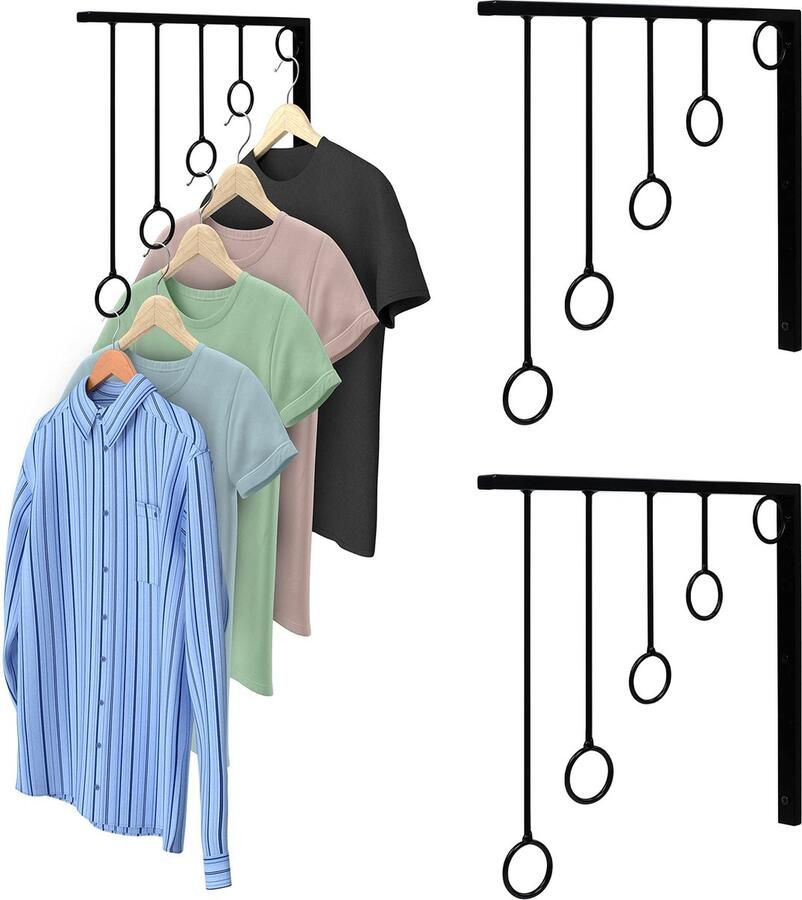 Tinyyo Belle Vous 3 Pak Muurgemonteerde Metalen Kleding Rekken 30 5 x 28 5 cm Industriële Kleding Hanger Rails Zware Kwaliteit Ruimtebesparende Kleding Opslagrekken
