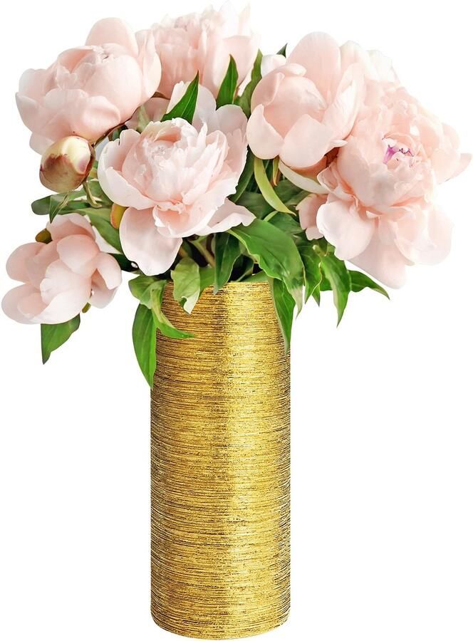 Tinyyo Belle Vous Goud Geëtste Keramische Bloemen en Planten Vaas – 9 4 x 29 5 cm – Decoratief Kopstuk Voor in Huis Tafel Huwelijk Kerstmis en Kantoor Decor – Voor Vrienden - Foto 2