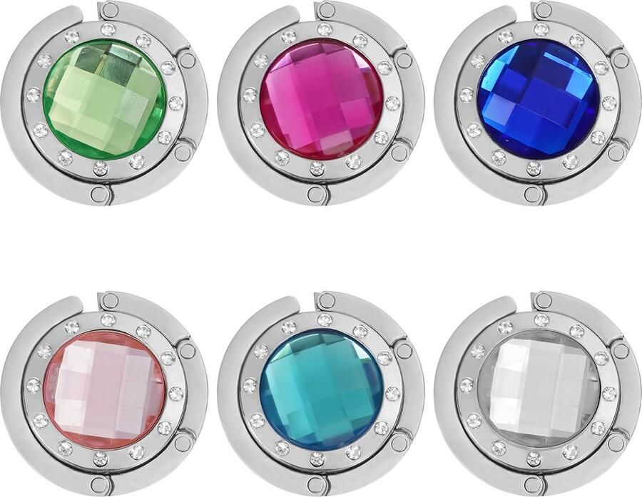 Tinyyo Kurtzy 6 Stuks Draagbare Handtashangers Zilveren Opvouwbare Tashaken Metalen Opvouwbare Tashouders Voor Opslag Tafels Bureaus Restaurants Kantoren Bars Cafés Cadeau Voor Dames Meisjes