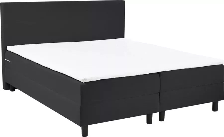 TipTopBedden Boxspring AMSTERDAM 160x200 incl. hoofdbord matras en topper Antraciet