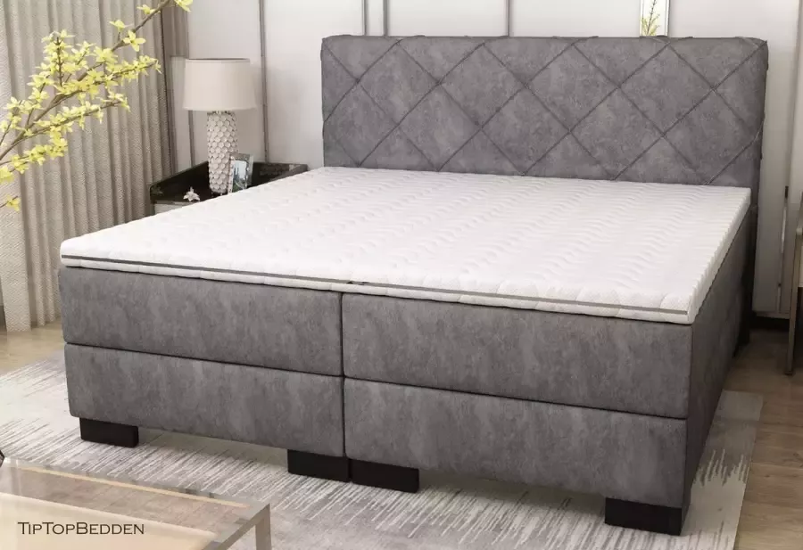 TipTopBedden Boxspring BARCELONA 160x200 Antraciet Pocketveringmatras Topmatras