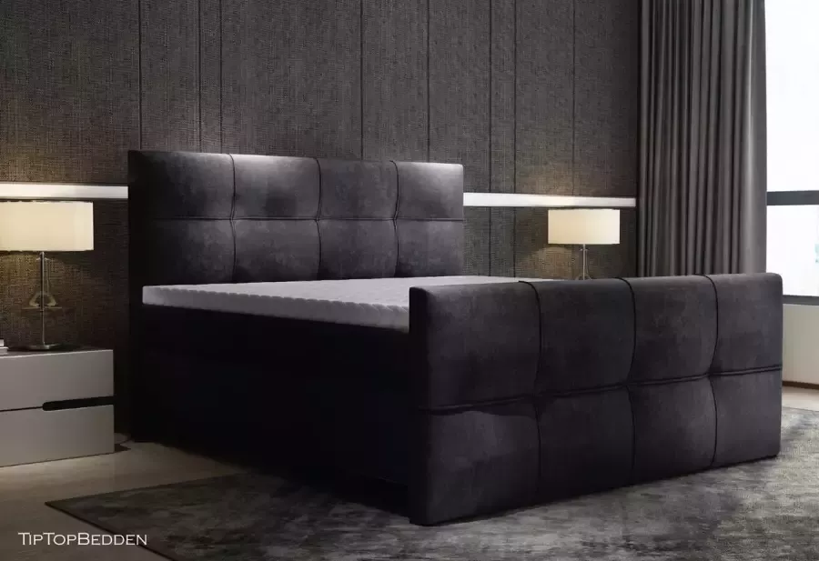 TipTopBedden Boxspring TOLEDO 160x200 Antraciet| Pocketveringmatras Topmatras