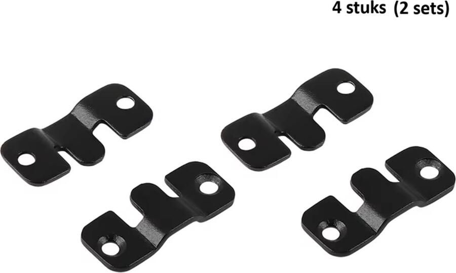 TLVX 2 sets Sterke Meubel Klem Connectors Zwart 44mm x 19mm – Ophangsysteem Kast – Keukenkastjes – Fotolijsten – Bankstel samenvoegen – Beugel interlock – Muurhaken – RVS Bevestiging Gesp – Ophangbeugels – Demontabel – (4 stuks)