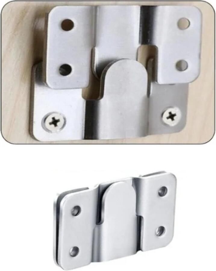 TLVX Sterke Meubel Klem Connectors Zilver 54mm x 30mm – Ophangsysteem Kast – Keukenkastjes – Fotolijsten – Bankstel samenvoegen – Beugel interlock – Muurhaken – RVS Bevestiging Gesp – Ophangbeugels – Demontabel – 1 set (2 stuks)