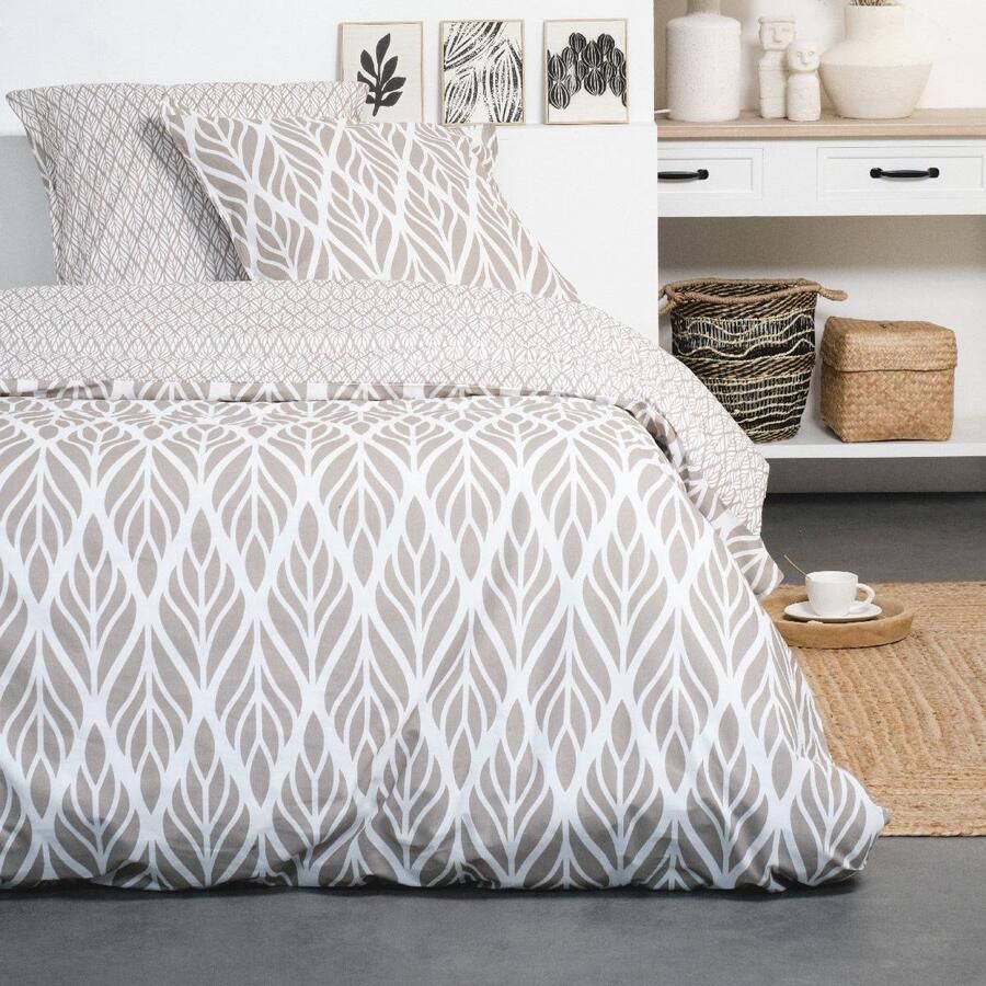 Today Beddengoed voor tweepersoonsbed met grafische zonnige print SUNSHINE EMMA Beige 240x260 cm