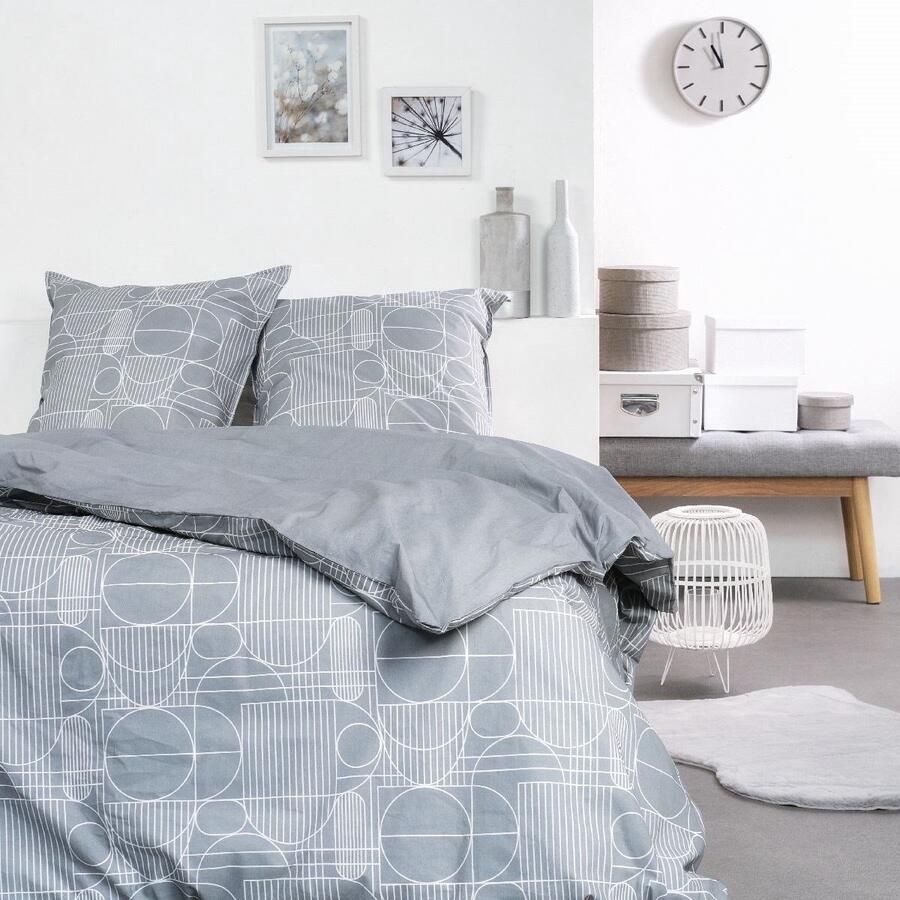 Today Beddengoed voor tweepersoonsbed met zonnige print SUNSHINE JACOB Grijs 240x220 cm