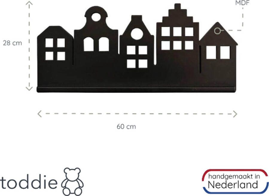 toddie.nl 2 houten wandplanken Grachtenpanden zwart